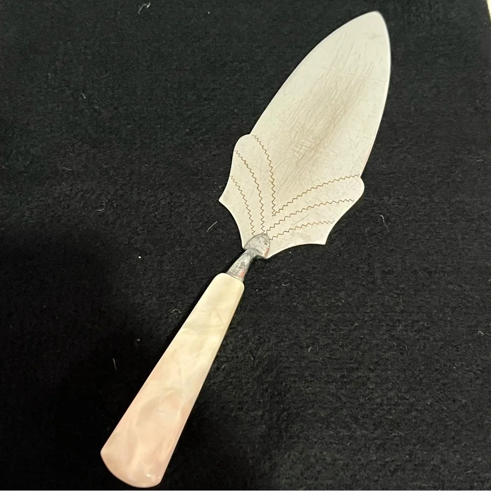 Vintage Faux Mother of Pearl Fork Knife and Pie Server Set